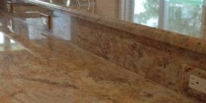 Golden Oaks 108x25 inch prefabricated granite countertop.