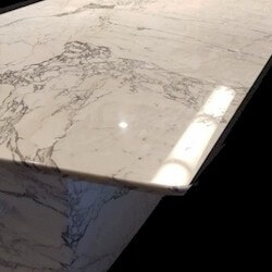 Table Tops Callacatta marble off-white and grey background with dynamic grey and white veining table top.