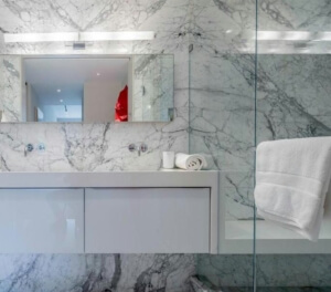 Calacatta White Marble Bathroom in Simi Valley