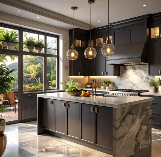 Quartzite countertop vanity Los Angeles honed