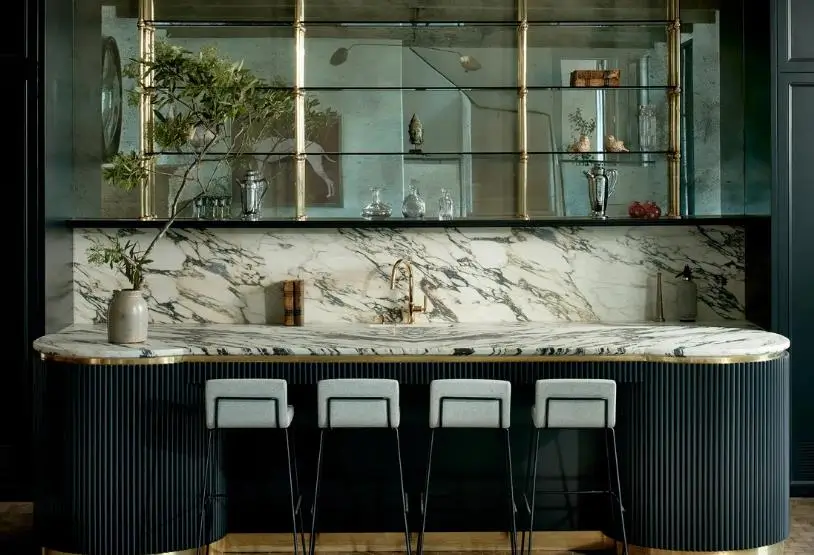 Marble countertop island Los Angeles polished